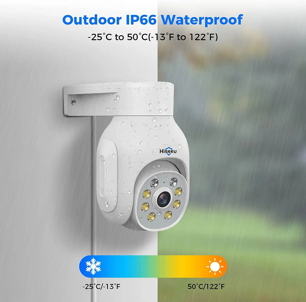 Hiseeu WiFi  Security Camera System,5MP,Expandable 10CH ,1TB Hard Drive,12V  Power Cords,IP66 Waterproof, Motion Alert, Plug&Play,24/7 Motion Record, Auto Track
