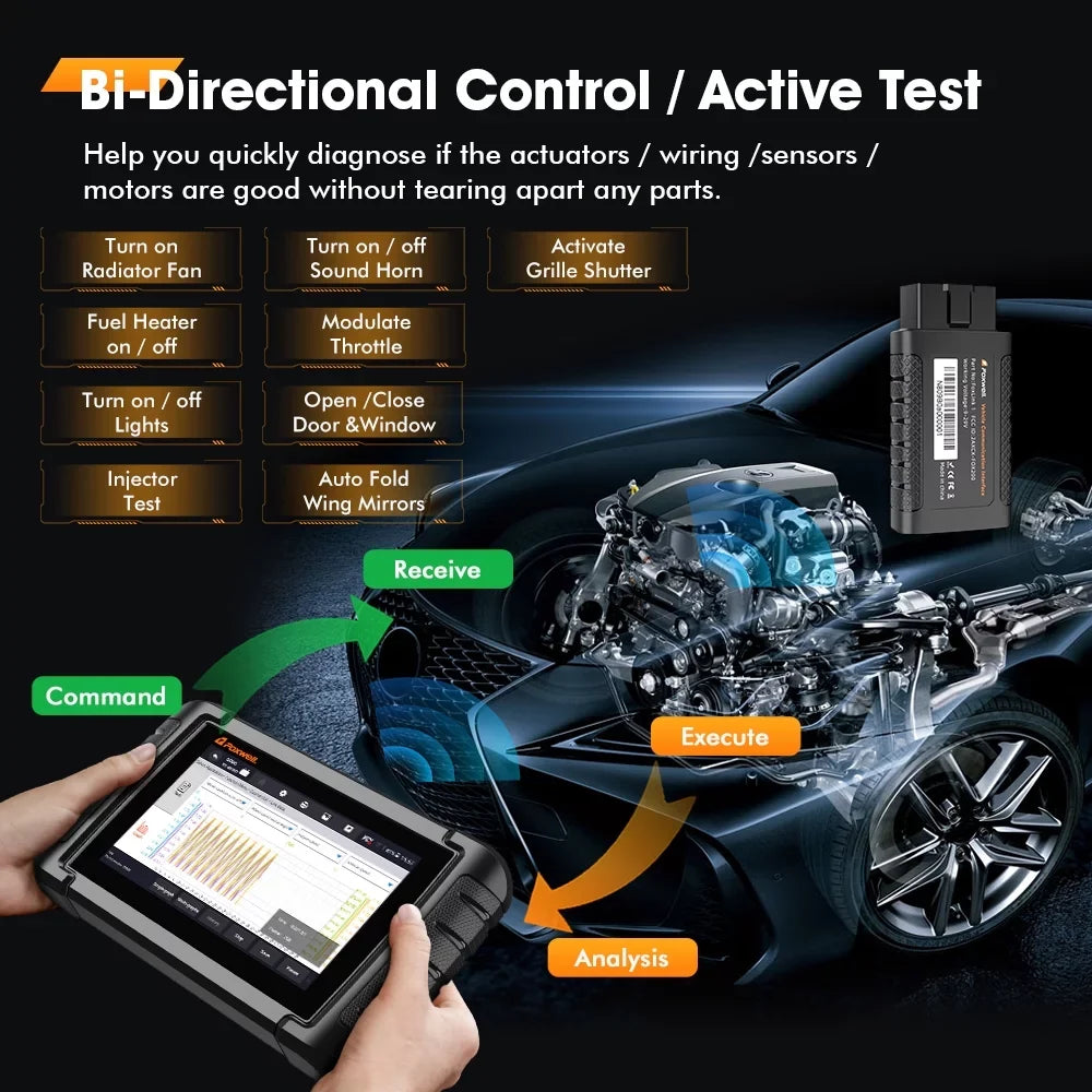 Foxwell NT809BT Advanced Bluetooth Car Scanner Bi-directional Control Active Test Automotive Scanner 30 Maintenance Services OBD2 Scanner Auto Analyzer Code Reader Automotive Diagnostic Scan Tool