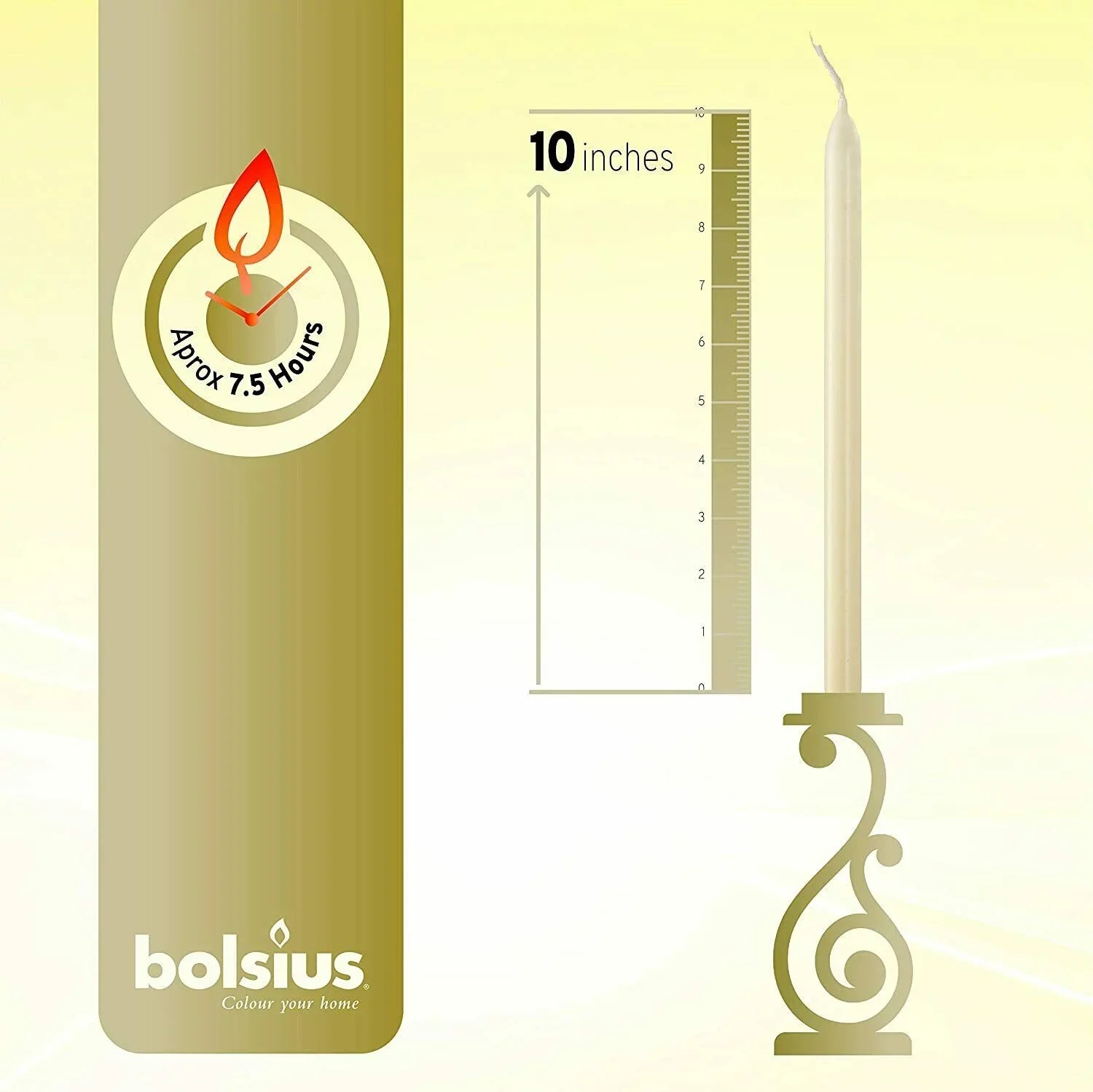 Bolsius 30 Ivory Unscented Taper - Dinner Candles Wedding for Spa, Christmas, Party, Household Decoration - 7.5 Hours Long Burning Smokeless Table Candle - Bulk Pack