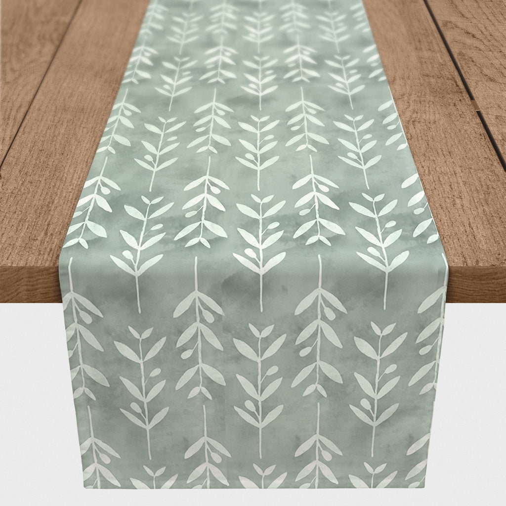 Creative Products Leafy Vine Pattern Soft Green 16 x 72 Poly Twill Table Runner