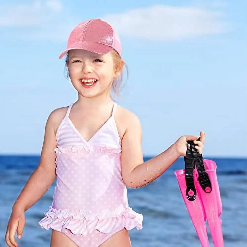 Glitter Ponytail Baseball Hat Summer Sun Hat with High Bun Messy Ponytail Hole