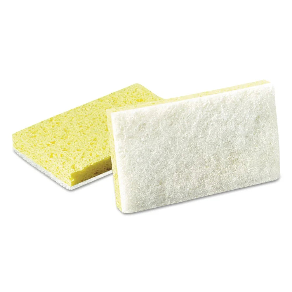 Scotch-Brite  63 0.7 in. Thick 3.6 in. x 6.1 in. #63 Light-Duty Scrubbing Sponge - Yellow/White (20/Carton)