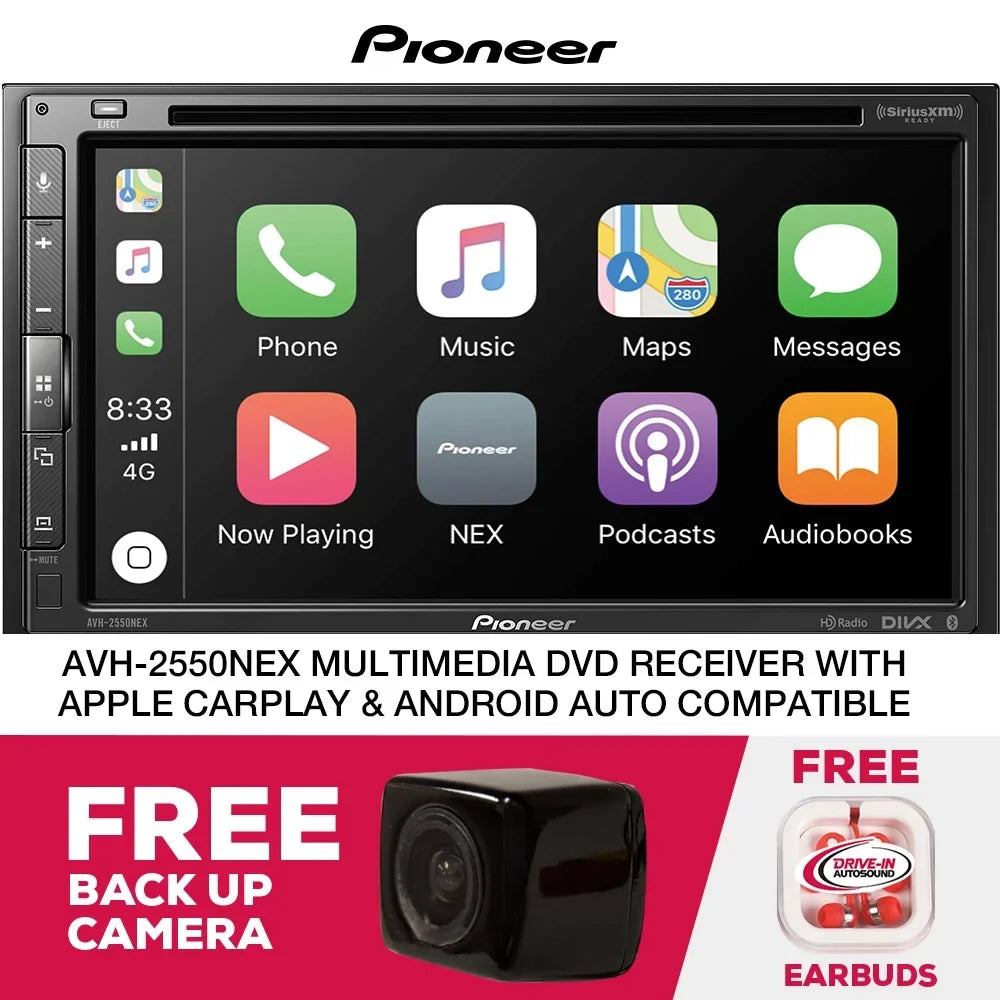 Pioneer -2550NEX Multimedia Receiver Apple CarPlay Free Backup Camera