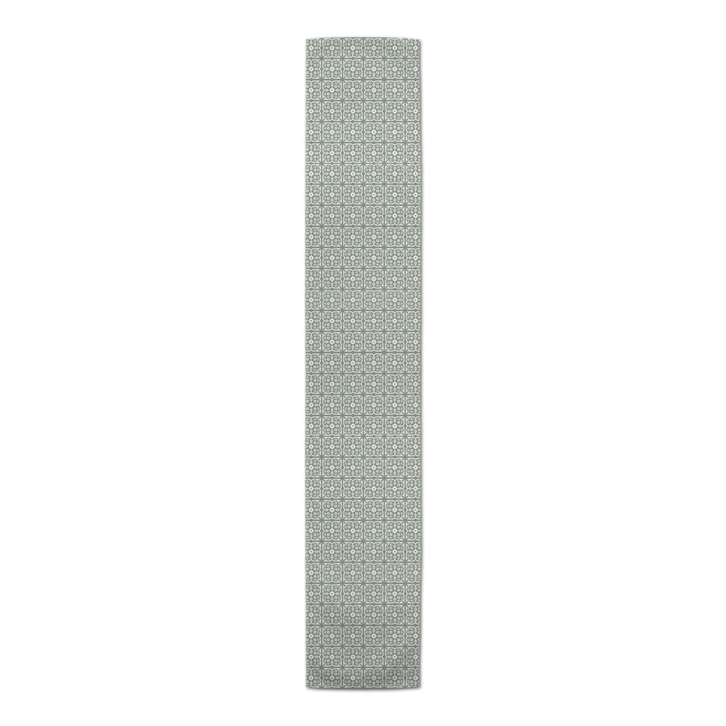 Creative Products Tile Pattern Sage Green 16x72 Poly Twill Table Runner