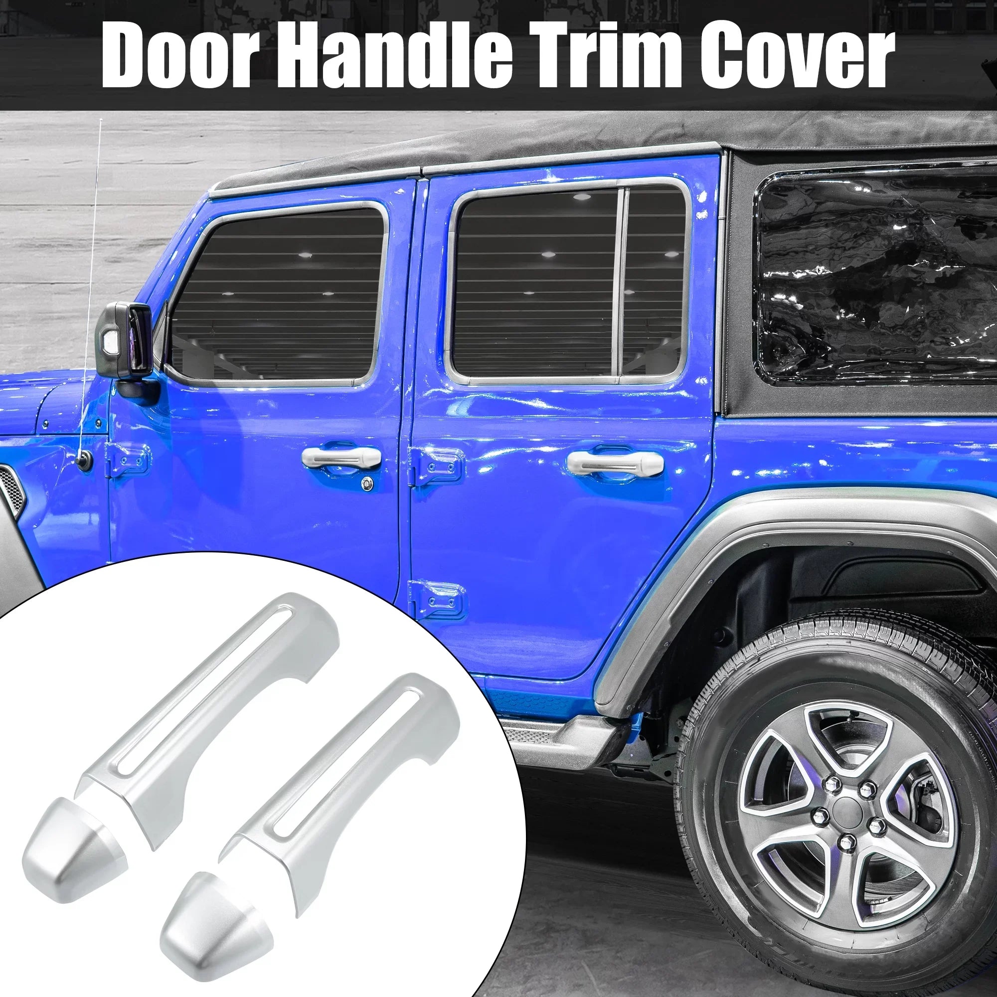 Silver Tone Door Handle Trim Cover Kit and Tailgate Handle Cover for Jeep Wrangler    2 & 4 Doors 2018-2021