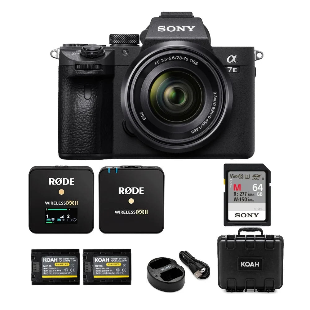Sony Alpha a7  Mirrorless Camera with 28-70mm Lens and Wireless Mic Bundle