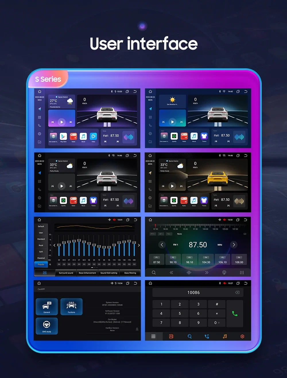9" Android Car Stereo  / Radio  Navigation 4+32G Universal Double Din 1280X720  Screen Wireless Apple Carplay Android Auto in-Dash Head Unit Multimedia Player,Weather,Play Store,YouTube