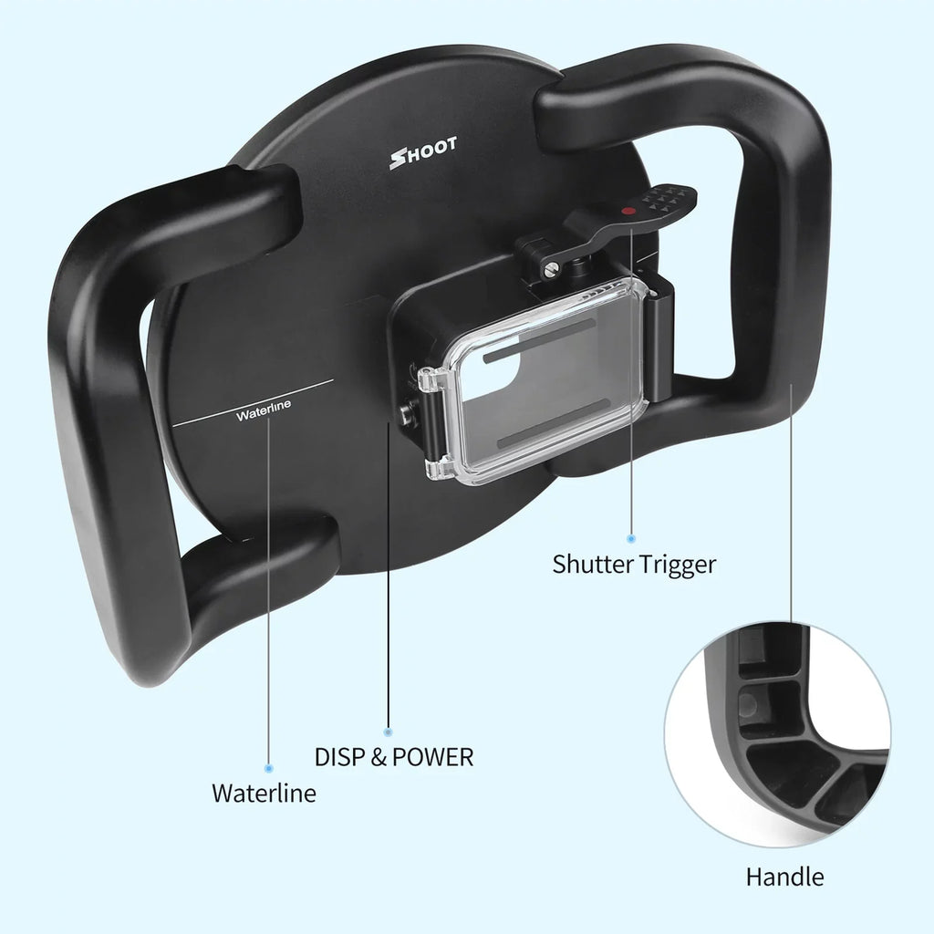 XTGP559 Camera Dual Handle Dome Port Waterproof Case Camera Protective Case 45m Waterproof 180° Wide Angle Replacement for   9 Black