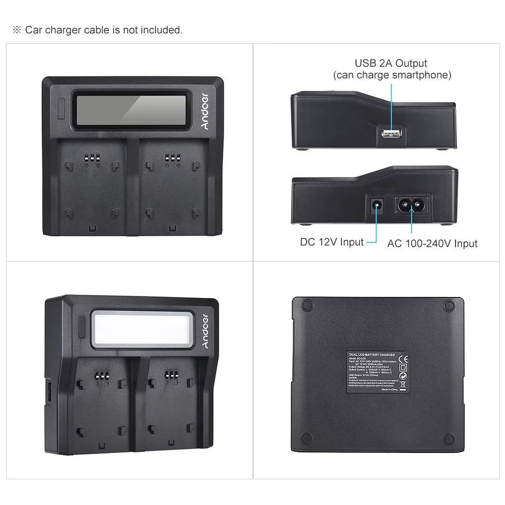 Andoer -FZ100 Dual Channel  Battery Replacement for Sony A7III A9 A7RIII A7SIII