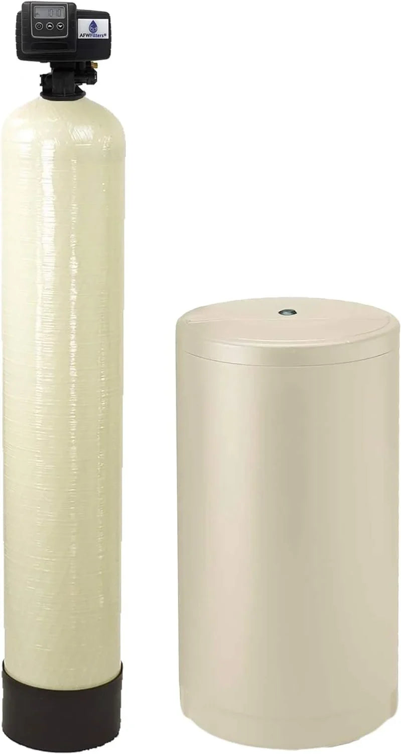 Pro 2 Combination water softener iron filter Fleck 5600SXT digital metered valve for whole house 40,000 Grains, Almond