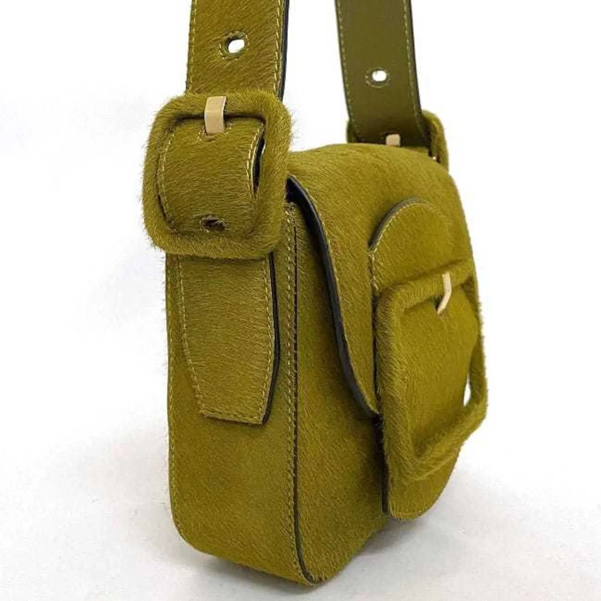 Pre-Owned Tory Burch Bag Green Half Moon Harako Leather   Flap Belt Women's (Good)