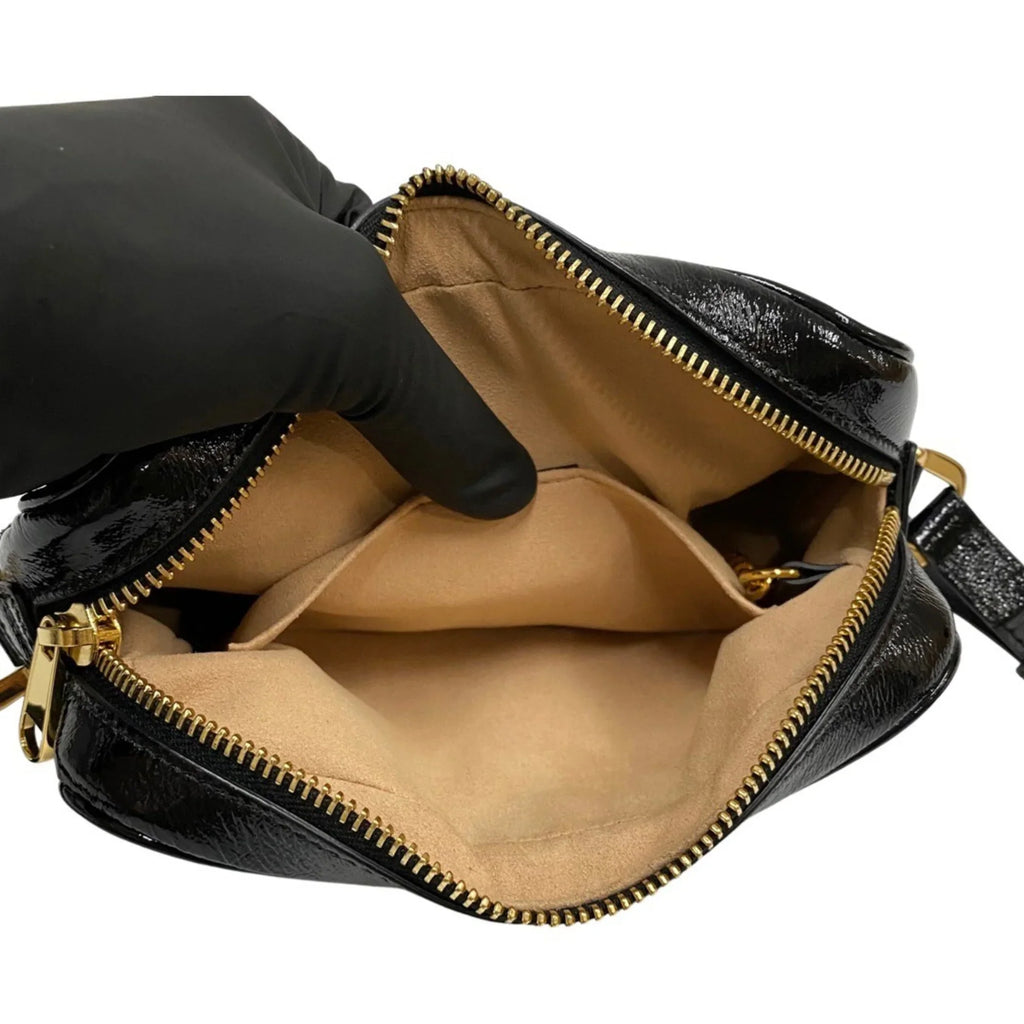 Pre-Owned  Gucci Ophidia Sherry Line  Hardware Suede Enamel Leather Genuine Mini Shoulder Bag Black (Good)