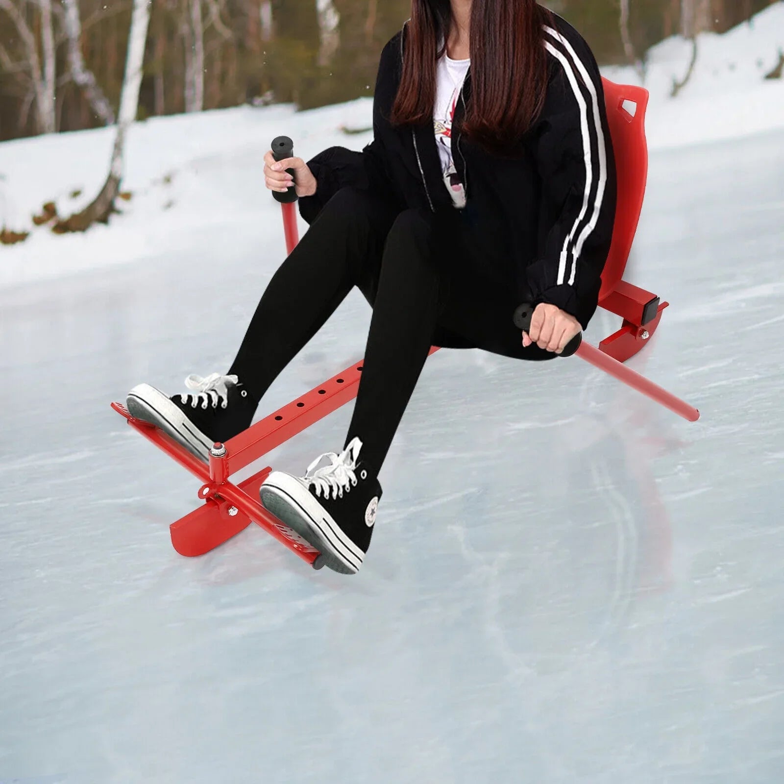Snow Ski Sled Winter Teens Seat On Sled Ski/Snow Scooter Red