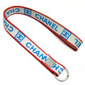 Pre-Owned Chanel  neck strap white x blue red silver nylon canvas metal material (Good)