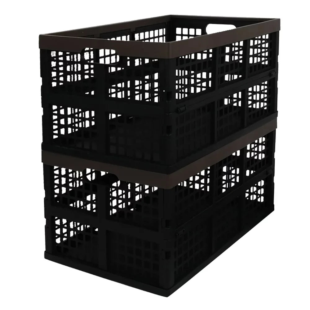 Morcte 42 L Plastic Collapsible Storage Crates, Stacking Folding Storage Basket, 3-Pack