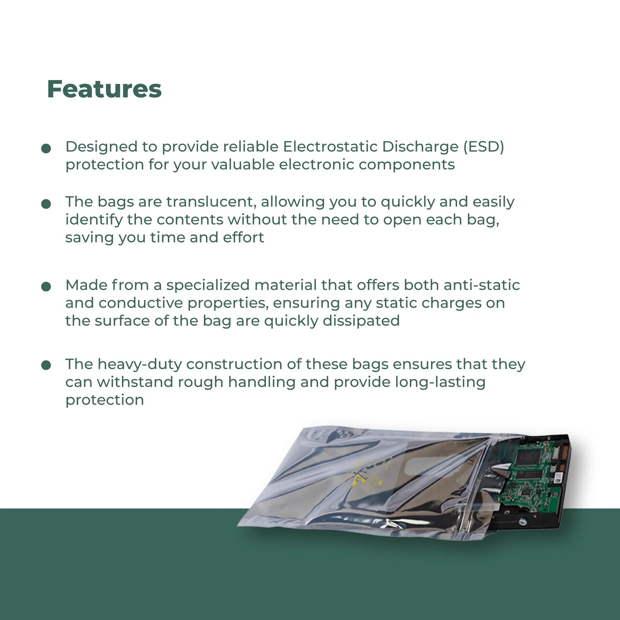 3 Mil Metallic Conductive Transparent Bags 4" x 6" High-Quality 100/ Dependable  Protection