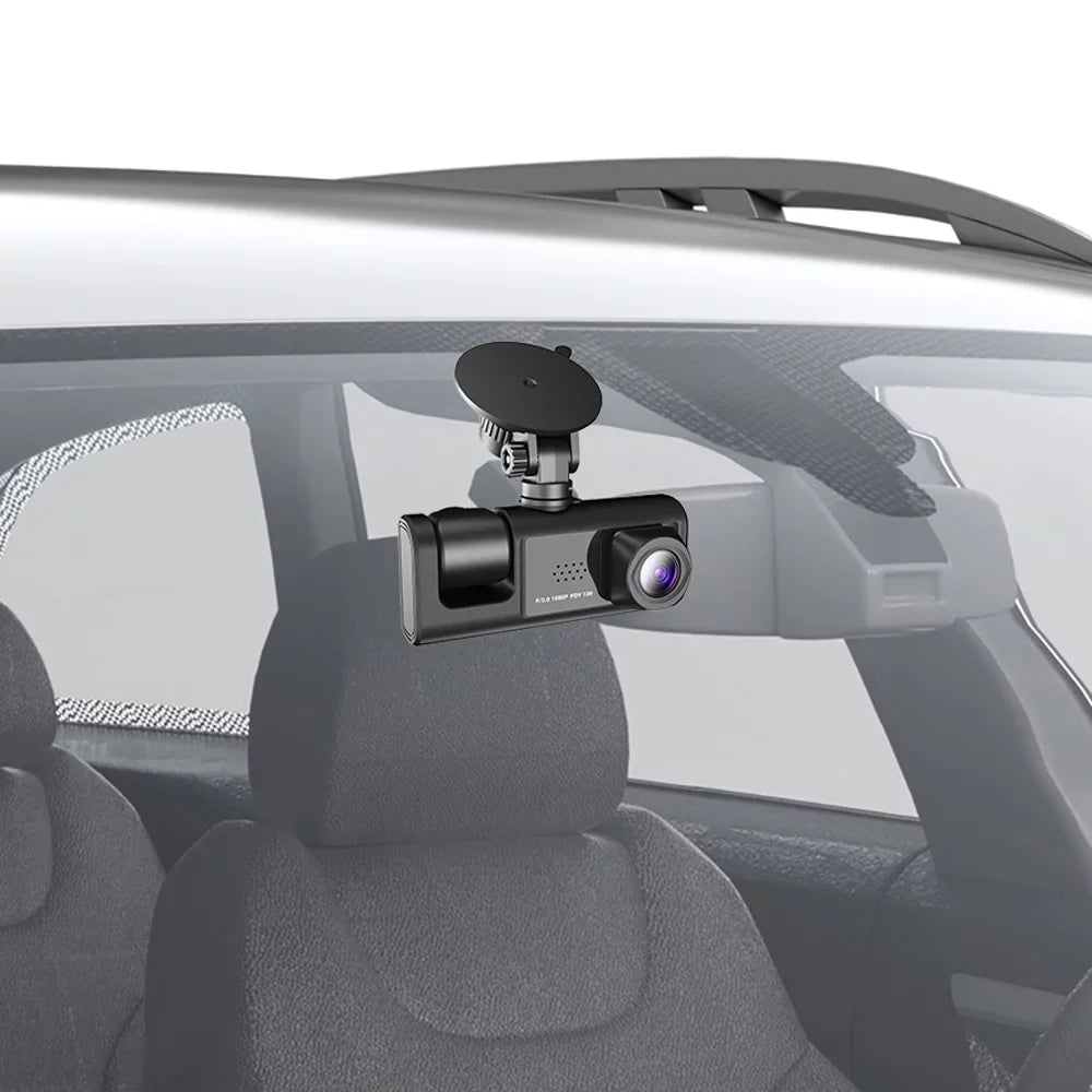 1080P  Dash Camera Front & Inside & Rear Camera Driving Recorder 2 Inch Screen Dashcam Support Night-Vision Loop Recording One-Key Lock