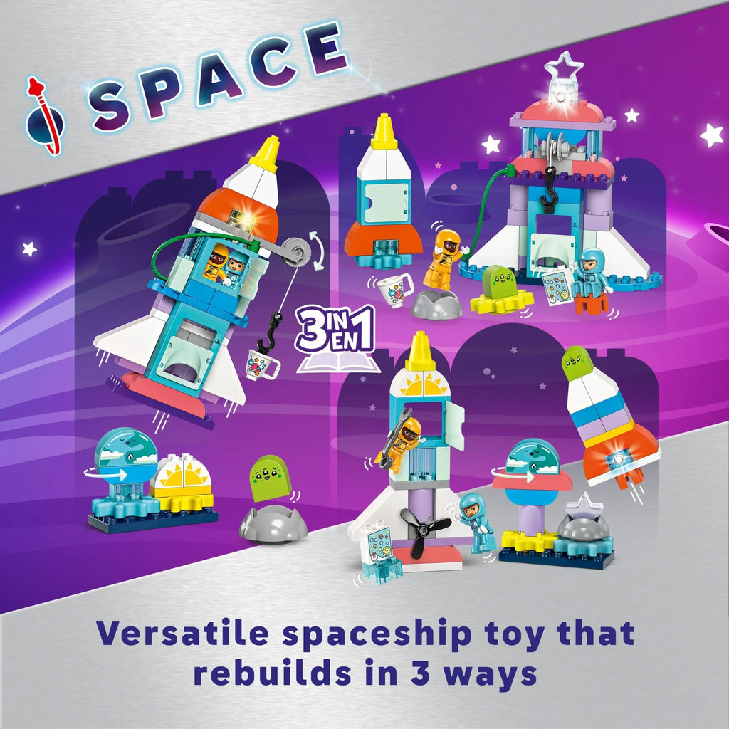 3 in 1 Space Shuttle Adventure Rocket Ship Building Set, Kids Educational Space Discovery Toy for 3-Year-Olds and Up, Develops Preschool Kids’ Learning and Fine Motor Skills, 10422