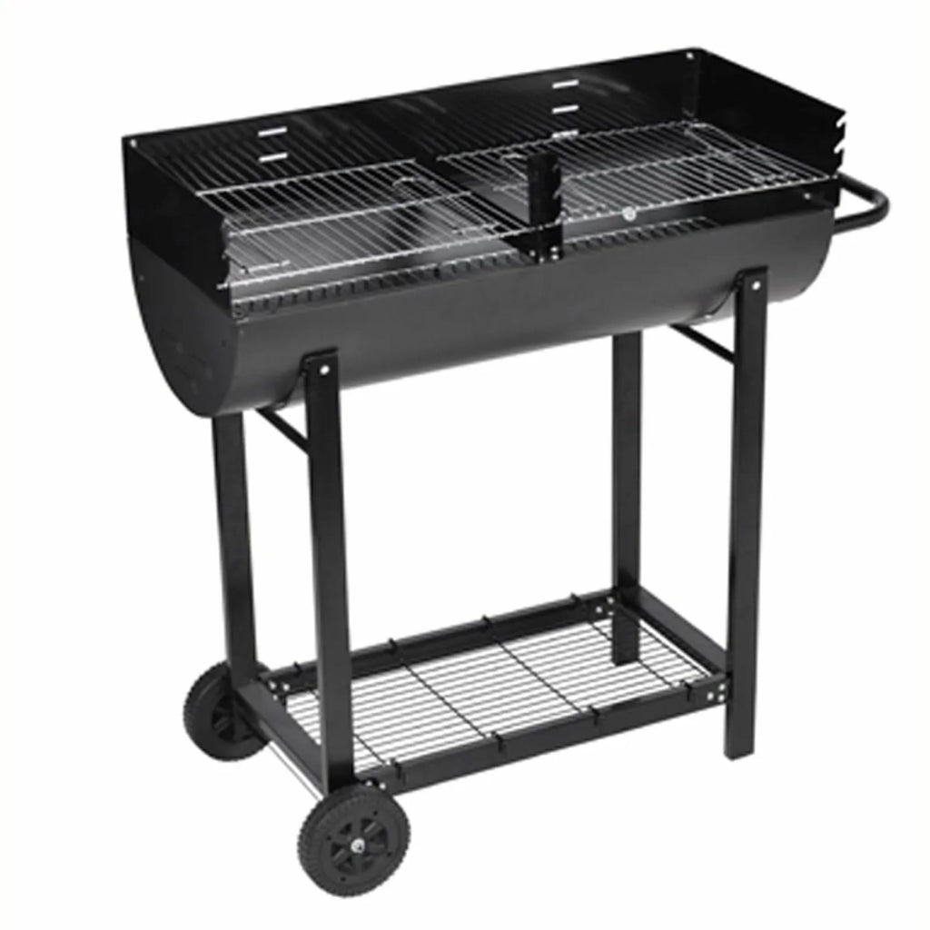 moobody Charcoal  Stand with Lower Shelf and Wheels Steel Barbecue Grill Black for Camping Cooking, Grilling, Smoking, Picnic, Hiking, Party, Garden, Patio 39.4 Inch Length