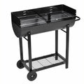 moobody Charcoal  Stand with Lower Shelf and Wheels Steel Barbecue Grill Black for Camping Cooking, Grilling, Smoking, Picnic, Hiking, Party, Garden, Patio 39.4 Inch Length