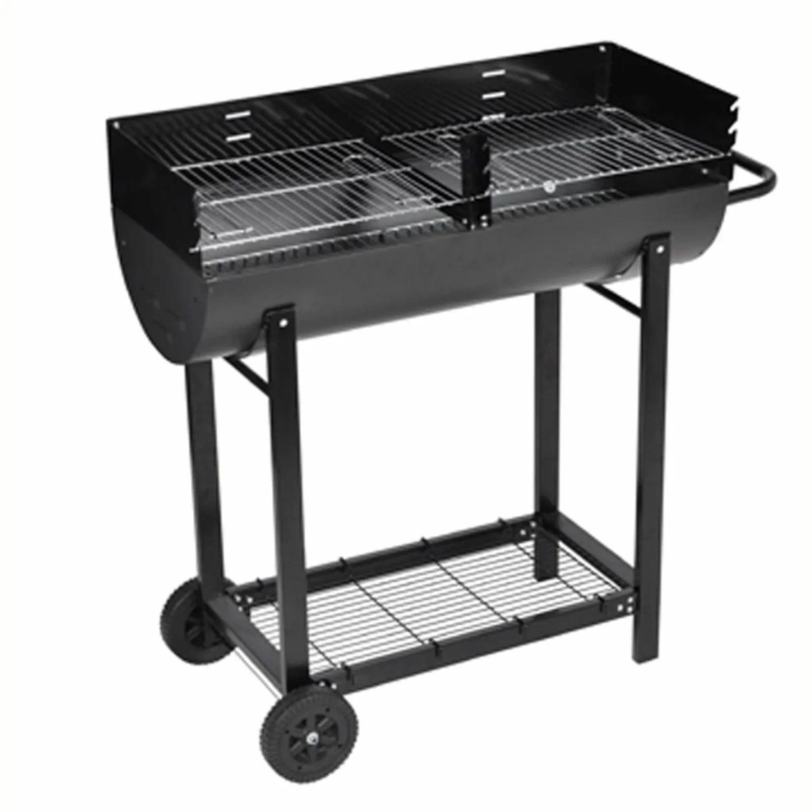 moobody Charcoal  Stand with Lower Shelf and Wheels Steel Barbecue Grill Black for Camping Cooking, Grilling, Smoking, Picnic, Hiking, Party, Garden, Patio 39.4 Inch Length