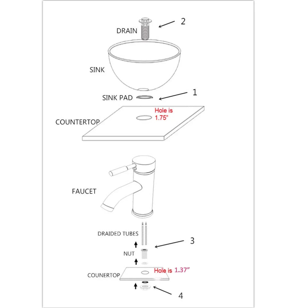 Wonline Artistic  Tempered Glass Vessel Sink Set, Wash Sink Come with Pop Up Drain Combo
