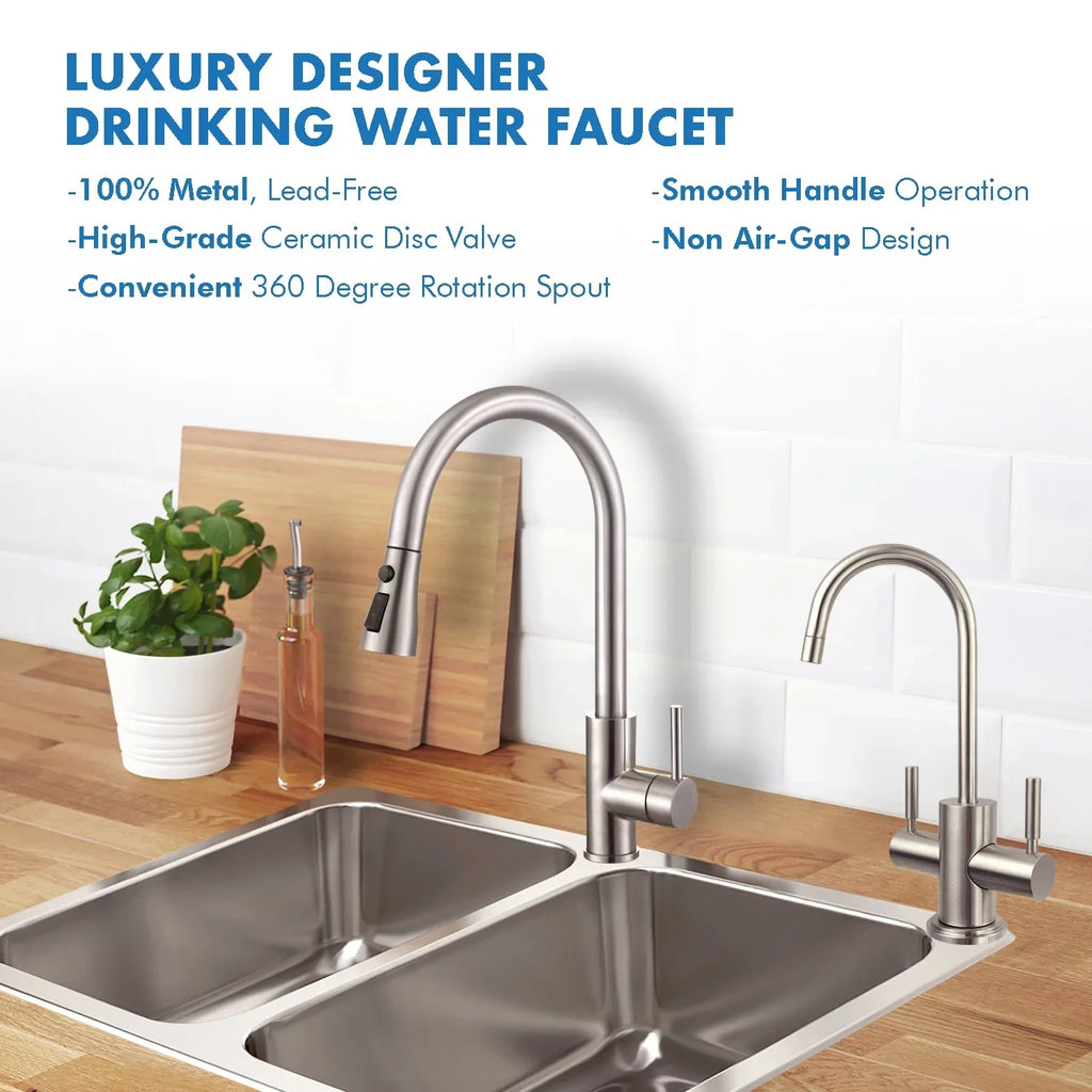 Westbrook 2-Handle Instant Hot and Cold Reverse Osmosis Drinking Water Dispenser Faucet in Brushed Nickel
