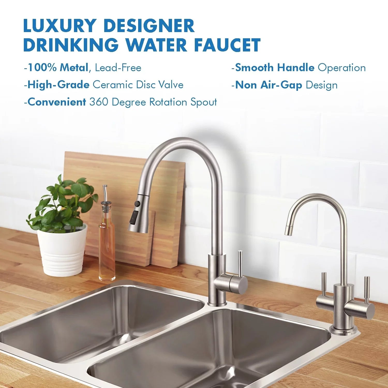 Westbrook 2-Handle Instant Hot and Cold Reverse Osmosis Drinking Water Dispenser Faucet in Brushed Nickel