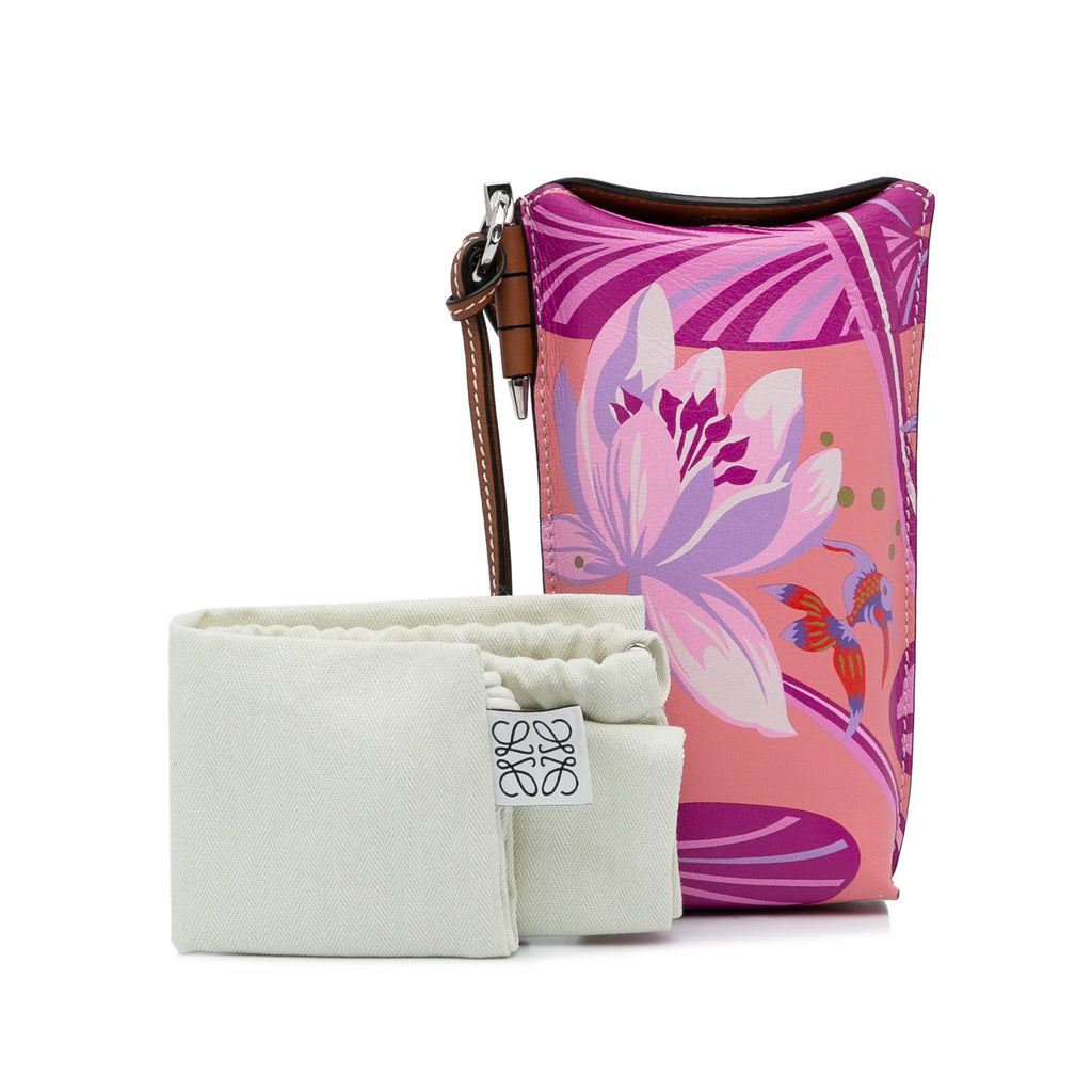 Pre-Owned Authenticated Loewe x Paulas Ibiza Waterlily Gate Pocket Crossbody Calf Leather Pink Crossbody Bag Unisex (Good)