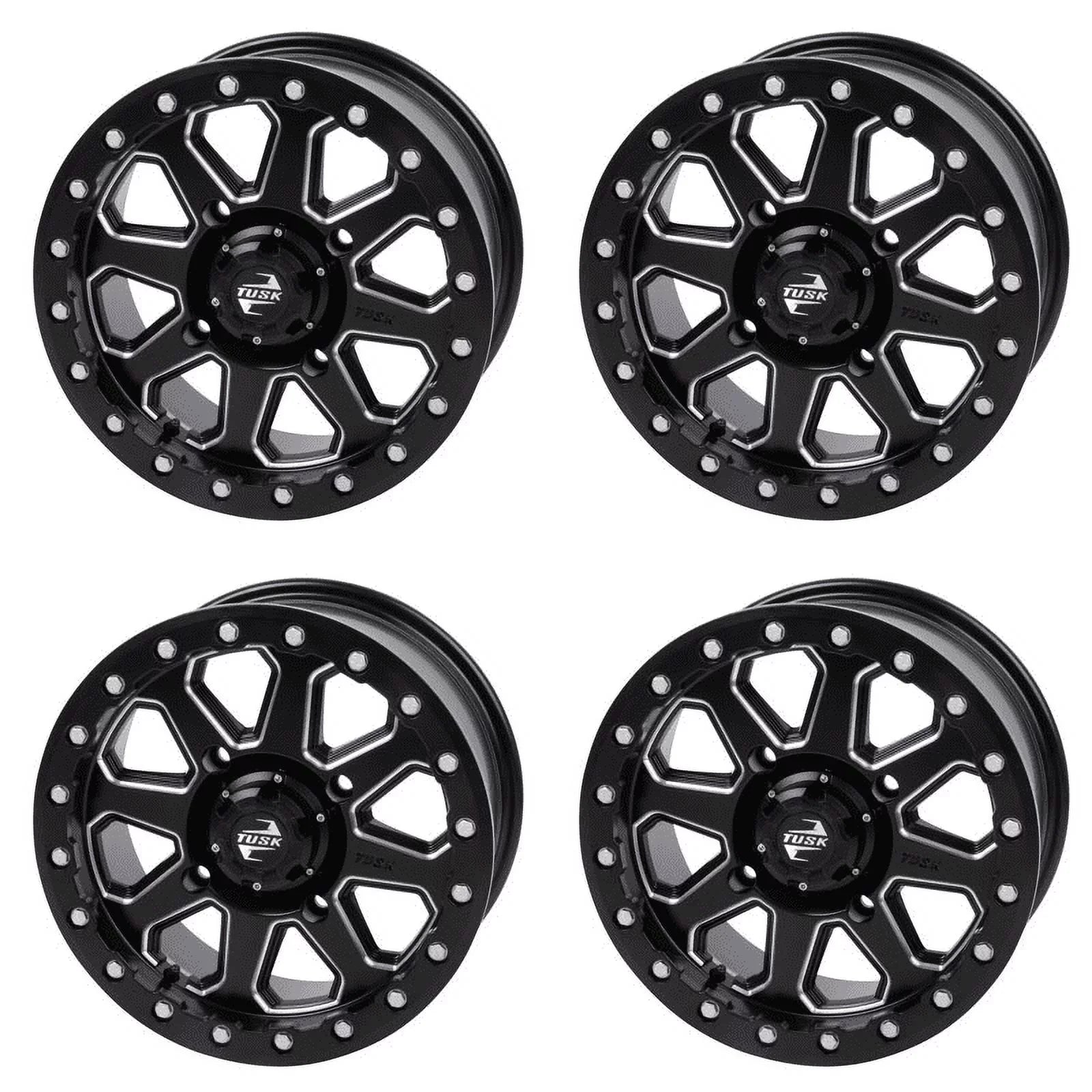 (4 Pack) 4/137 Tusk Uinta Beadlock Wheel 15X7 4.0 + 3.0 Milled/black For Can-Am Defender Hd10 Pro Dps 2020-2023