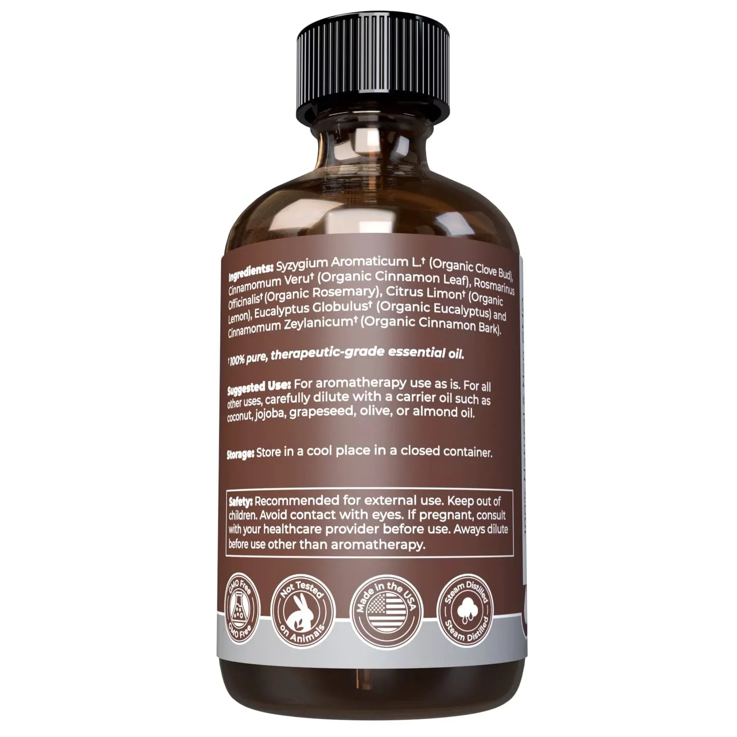 Organic Thieves Oil Essential Oil (4 oz | 118 ml) —  Certified Therapeutic Grade For Essential Oil Diffuser — Oil Blend of Clove, Cinnamon, Rosemary Essential Oil, Lemon and Eucalyptus