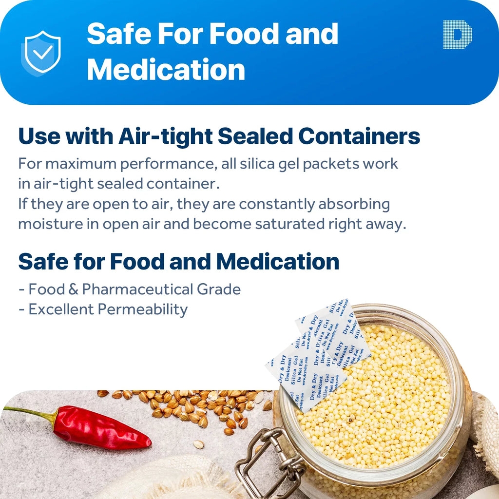 1 Gram [1000 Packs] "Dry & Dry" Premium Silica Gel Packets Desiccant Dehumidifiers - Rechargeable Paper ( Compliant)