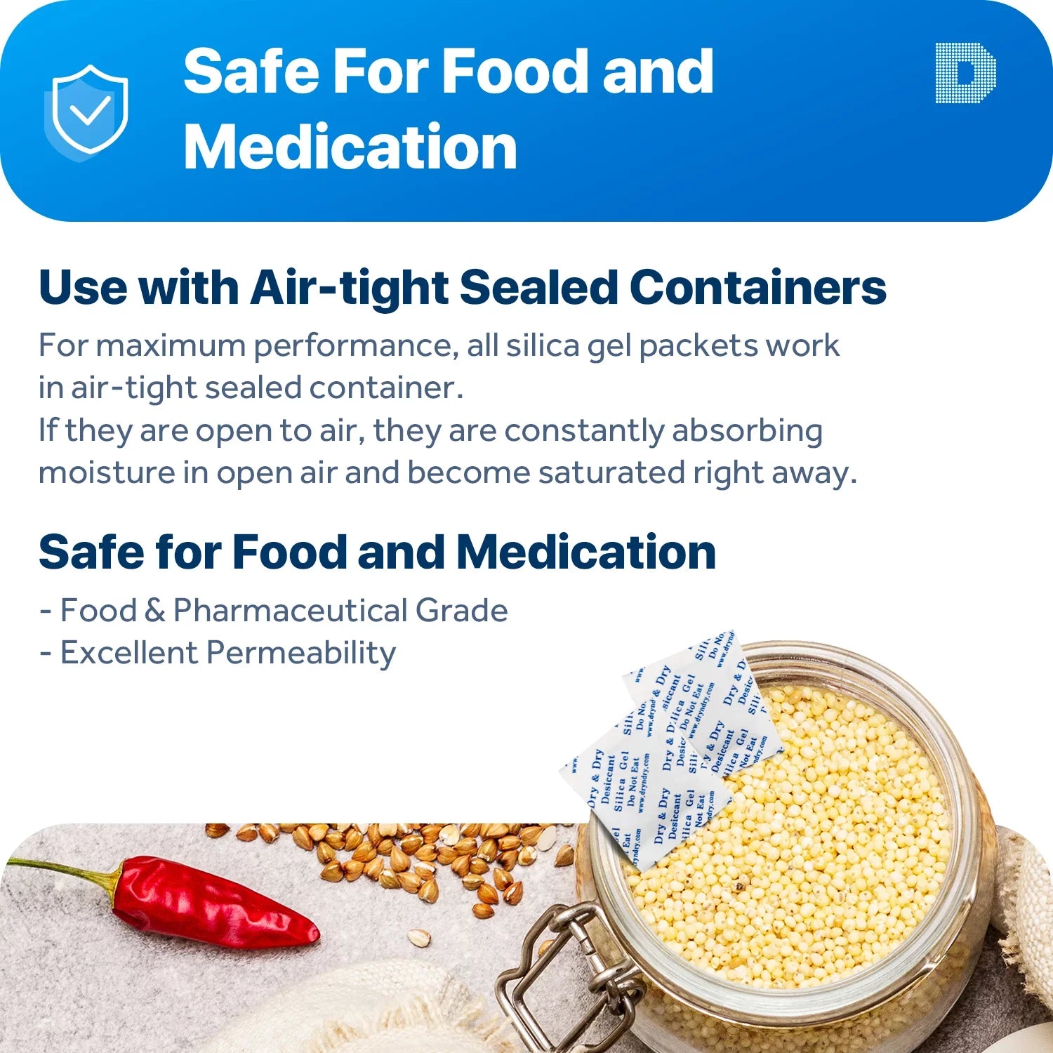1 Gram [1000 Packs] "Dry & Dry" Premium Silica Gel Packets Desiccant Dehumidifiers - Rechargeable Paper ( Compliant)