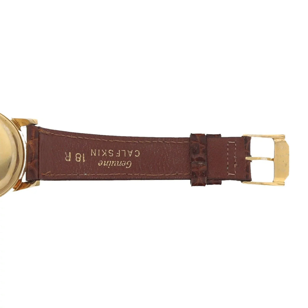Movado Chronometre 1231 18k Yellow Gold 34mm Leather Automatic Wrist Watch