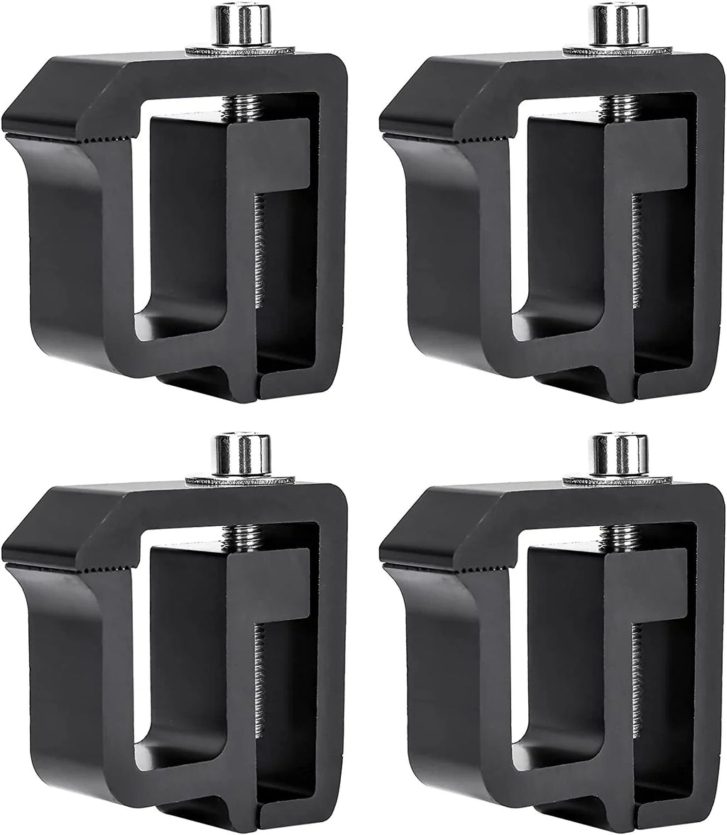 '-Racks P-( Set of 4 Aluminum C-Clamps for Non-Drilling Truck Rack & Camper Shell Installation - Black
