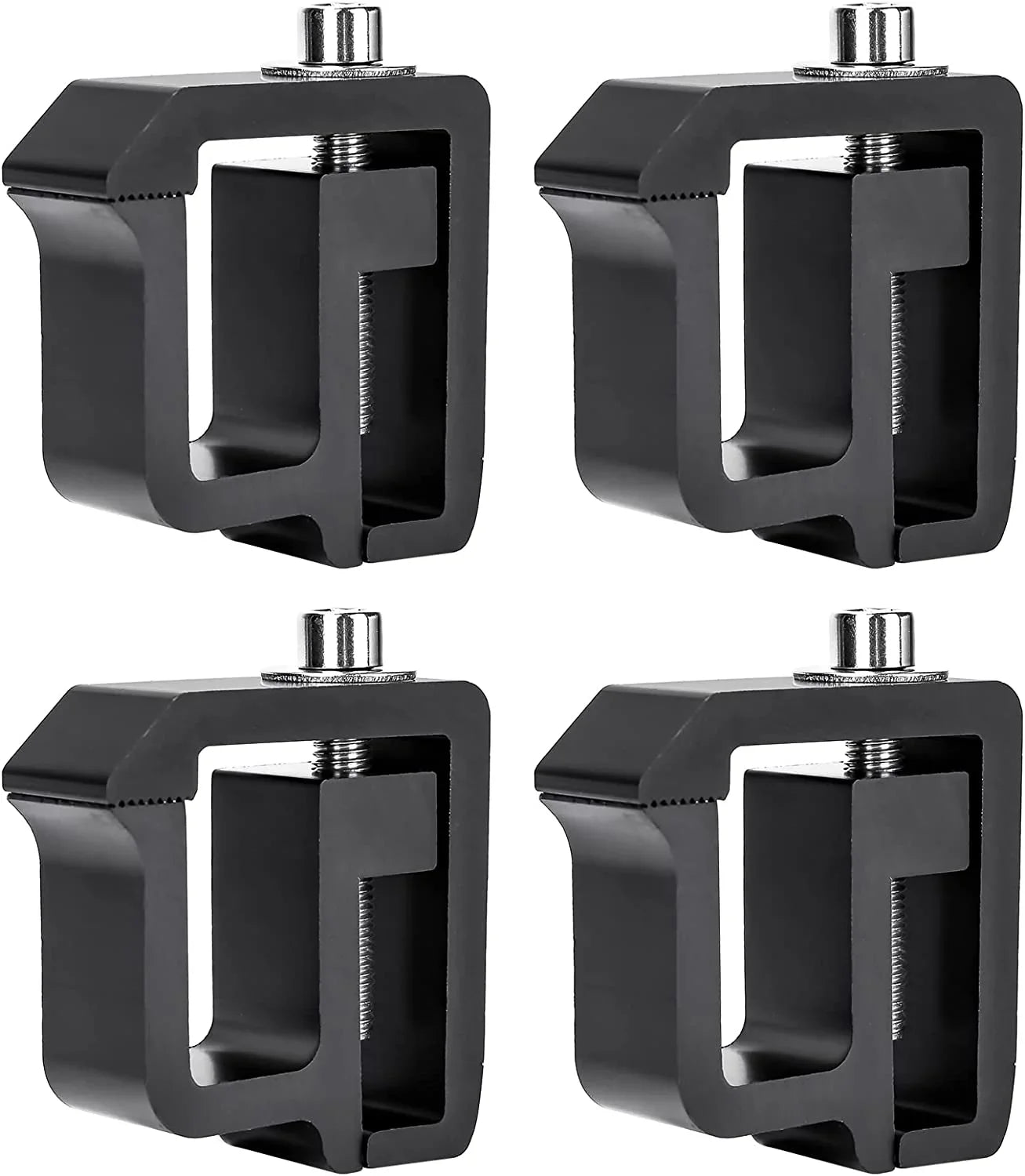 '-Racks P-( Set of 4 Aluminum C-Clamps for Non-Drilling Truck Rack & Camper Shell Installation - Black