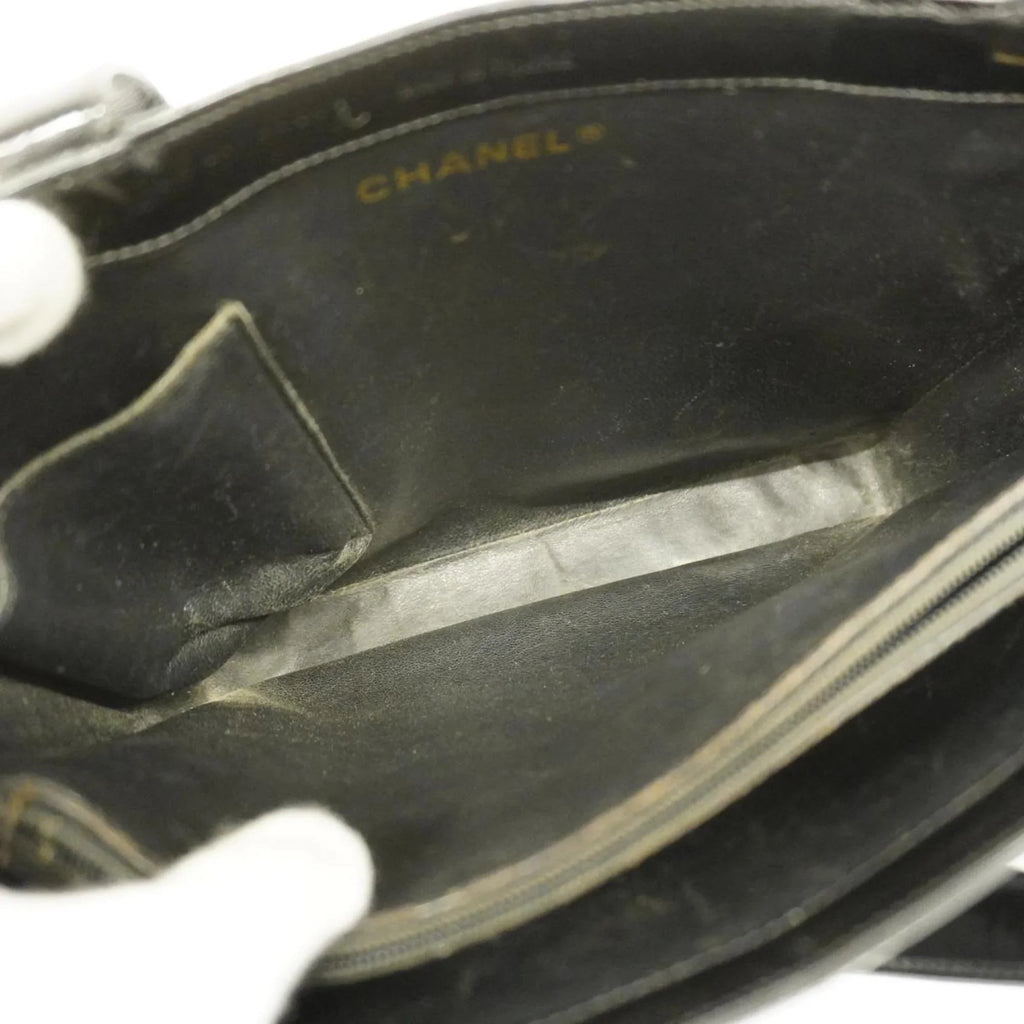 Pre-Owned Chanel Tote Bag Patent Leather Black Champagne Women's (Good)