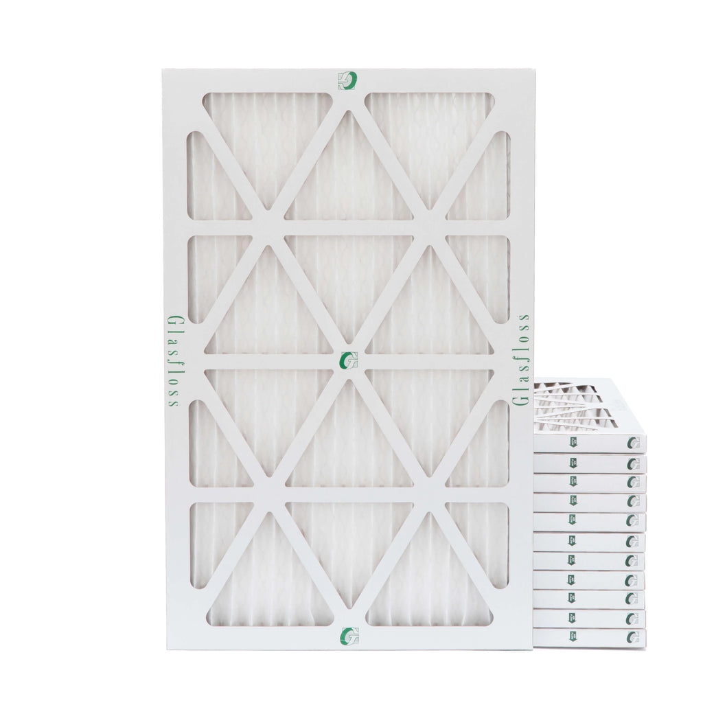 12 Pack of 10x24x1  10 Pleated Air Filters by Glasfloss. Actual Size: 9-1/2 x 23-1/2 x 7/8