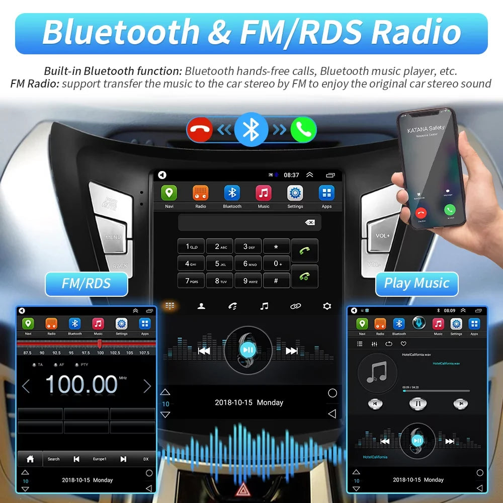 Podofo 2G+64G for Hyundai Elantra 2011 2012 2013 Android 9.7'' Touchscreen Car Stereo Radio Bluetooth  Mirror Link   , with Backup Camera