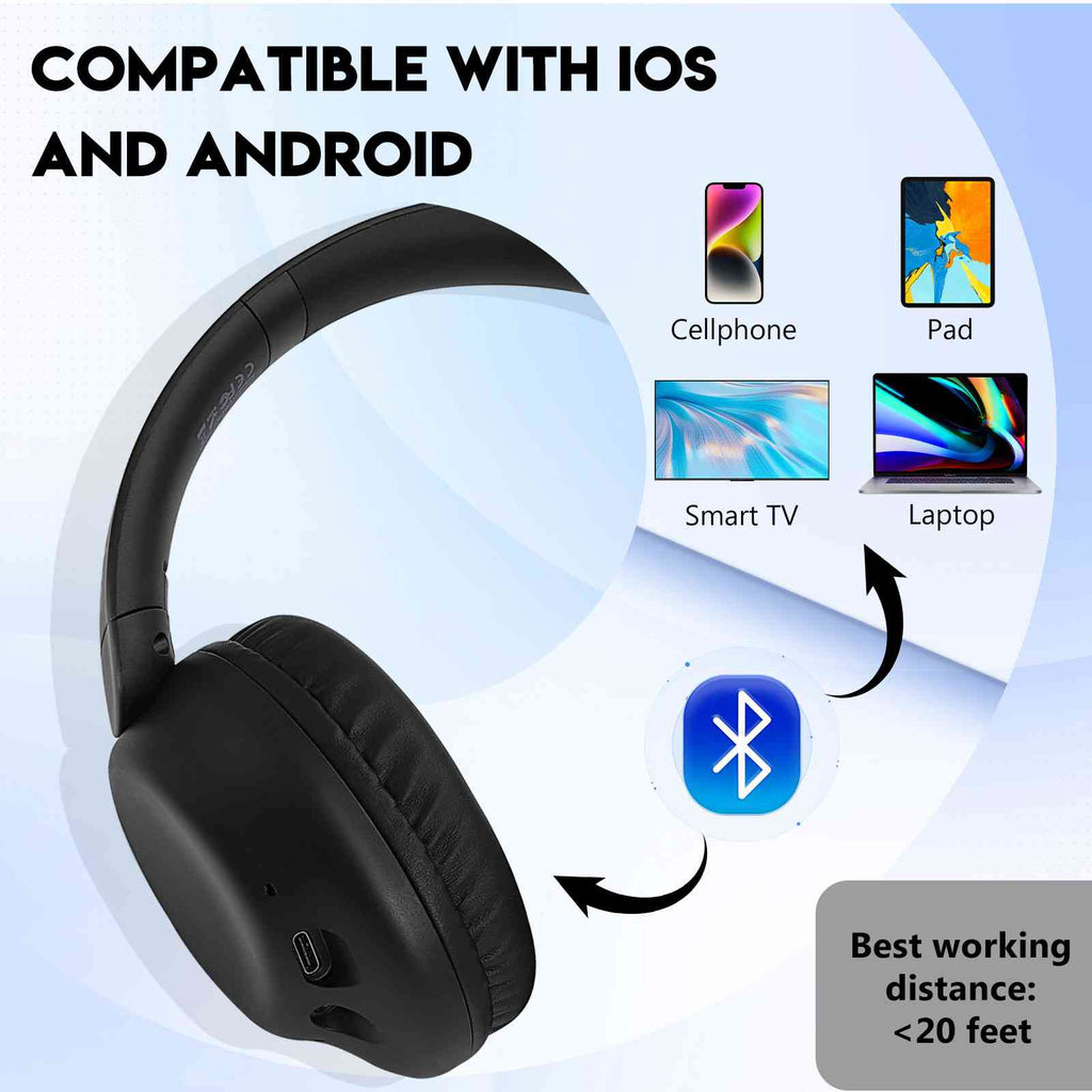 UrbanX UX35 Wireless Bluetooth Stereo Earphones with High Resolution Audio, Deep Bass, Superior Comfort Over The Ear Headphones with Mic for  Desire 625 Phone Call Support
