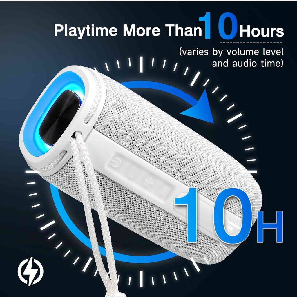 UrbanX X808 Bluetooth Speaker, IPX5 Waterproof Speakers 360°  Surround Sound with Punchy Bass, True Wireless Pairing, BT5.3, Portable Speaker for  C5 Max - White