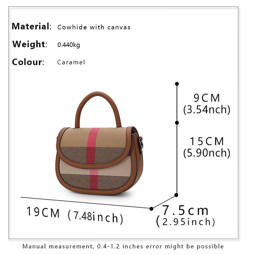 Aidrani   New Women's One Shoulder Crossbody Bag Canvas with Cowhide Saddle Bag