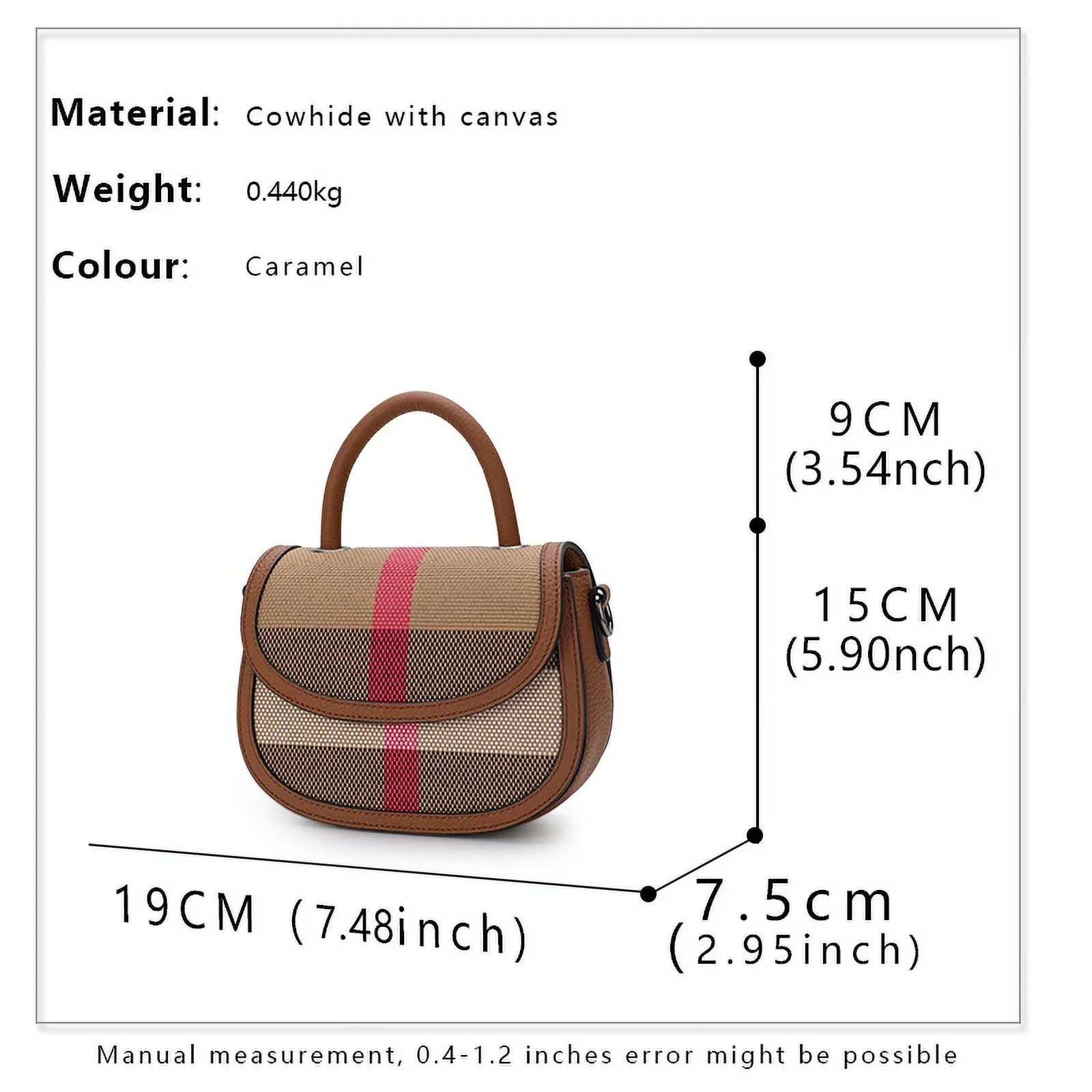 Aidrani   New Women's One Shoulder Crossbody Bag Canvas with Cowhide Saddle Bag