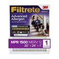 Filtrete by 3M, 20x24x1,  12, Advanced Allergen Reduction  Furnace Air Filter, Captures Allergens, Bacteria, Viruses, 1500 , 4 Filters