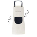 Hello World Italian Apron Adjustable Bib Cotton Linen  Kitchen Pocket Pinafore