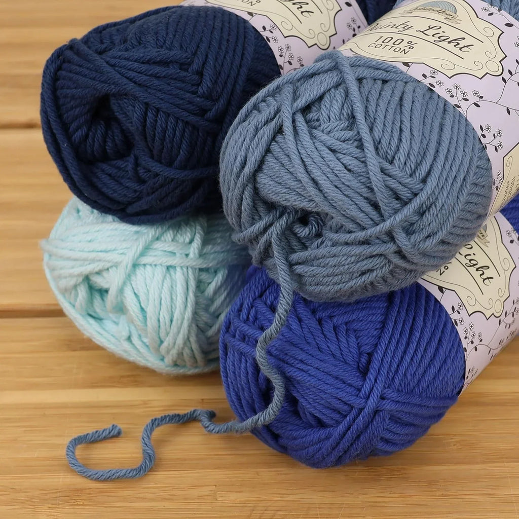 Jubileeyar Daity Light Yar - Worsted Weight Cotto - 100G/Skei - Shades Of Blue - 4 Skeis