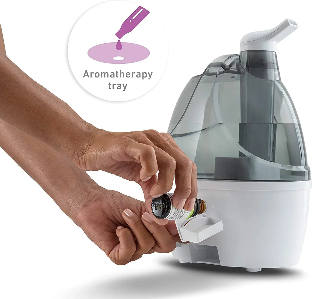 Holmes Ultrasonic Cool Mist Humidifier, 0.5 Gallon Ultrasonic Humidifier with Aromatherapy Tray and Antimicrobial Protection