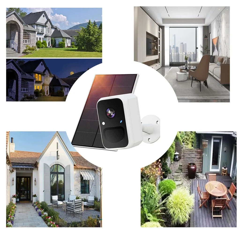 Solar Security Cameras Wireless Outdoor with Solar Panel for Home Security, WiFi Surveillance Camera with Motion Detection, Color Vision, 2-Way Audio, Spotlight, Alarm IP65