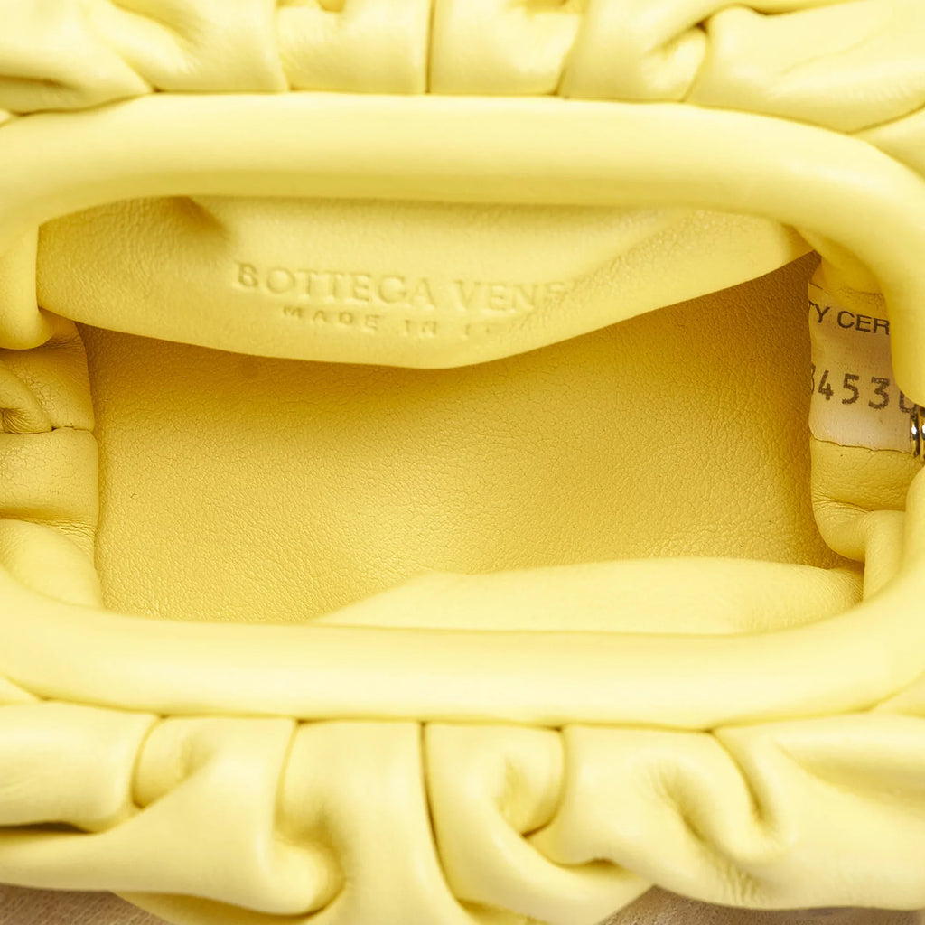 Pre-Owned Authenticated Bottega Veneta The Pouch Calf Leather Yellow Crossbody Bag Unisex (Good)