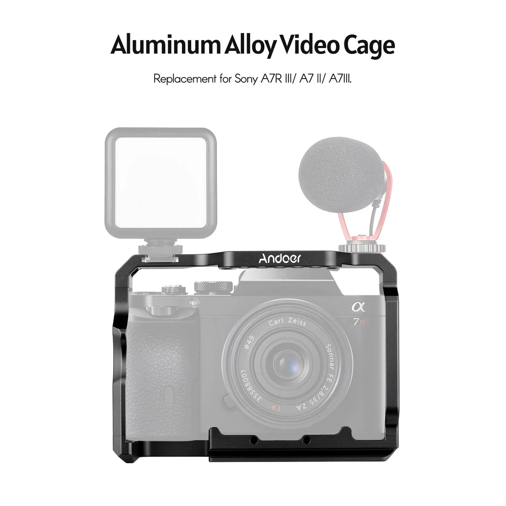 7299 Aluminum Alloy Cage Kit with Video Rig Handle Grip Replacement for Sony A7R / A7 / A7III